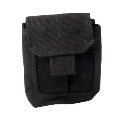 Compact black Valhalla Disposable Glove Pouch with secure flap and MOLLE compatibility.