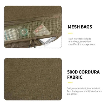 Medical backpack with mesh bags and durable 500D CORDURA fabric for survival and emergency use.