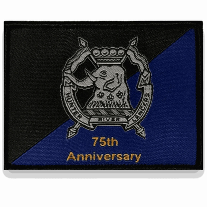 75th Anniversary Hunter River Lances commemorative patch with emblem.
