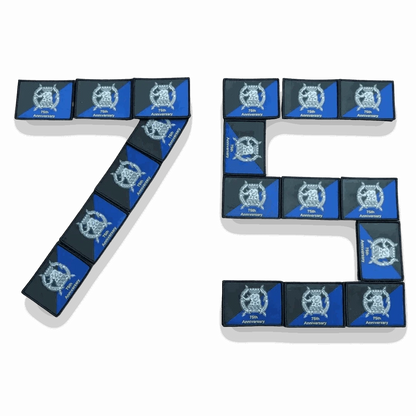 75th Anniversary Hunter River Lances commemorative patch arrangement representing the number 75.