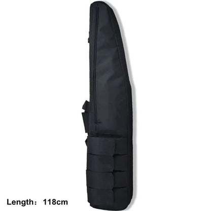 Tactical Rifle Case, water-resistant long gun bag, 600D Oxford fabric, MOLLE webbing, 118cm length.