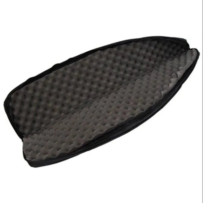 Water-resistant tactical rifle case with durable 600D Oxford fabric and MOLLE webbing system for hunting and airsoft activities.