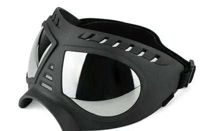 Tactical dog glasses with adjustable elastic straps and UV protection.