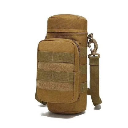 Tactical Water Bottle Carrier with camouflage design and MOLLE system for secure outdoor hydration.