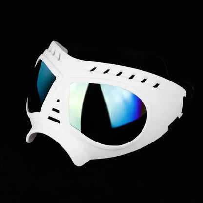 Tactical dog glasses with UV protection, windproof design, and adjustable straps for dogs.