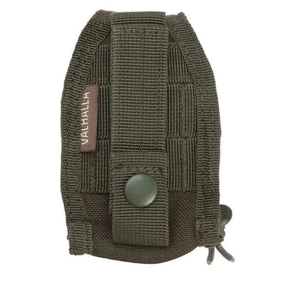 Tactical Handheld Radio Pouch by JustGoodKit with MOLLE system attachment, shown in olive color.