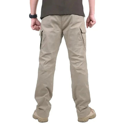 Tactical pants for men with multiple pockets and durable canvas material, ideal for outdoor activities.
