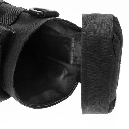 Tactical Water Bottle Carrier with durable 600D Nylon, MOLLE system, and zip-top closure for secure water storage.