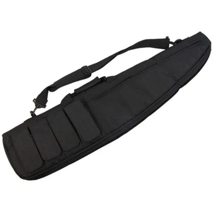 Water-resistant tactical rifle case with MOLLE webbing, made from durable 600D Oxford fabric.