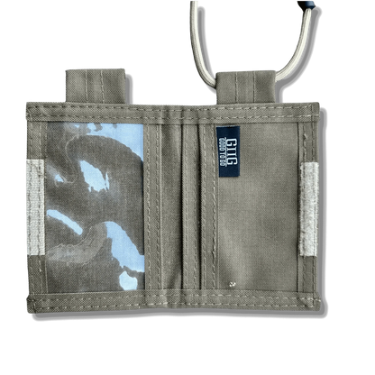 Tactical ID Holder with nylon build, versatile compartments; featuring front PVC window, back pocket, compatible with various IDs, cards, and cash.