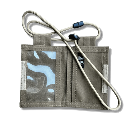 Tactical ID Holder with nylon build and versatile compartments, featuring a PVC window, back pocket, and parachute cord lanyard.