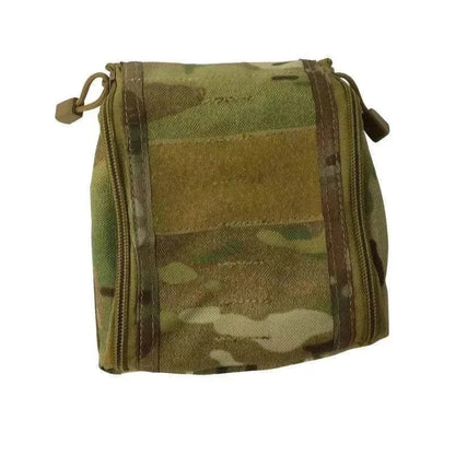 Medical Pouch in Multicam with zippered compartment and MOLLE web platform attachment.