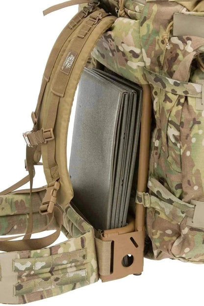 NATO fold away sleep mat compactly stored inside a tactical backpack.