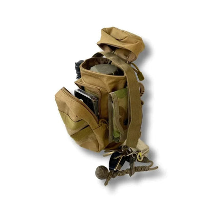 Tactical Water Bottle Carrier with camouflage design and MOLLE integration.