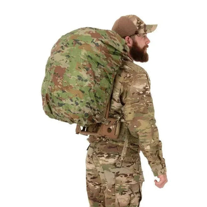 Backpack Rain Cover with Australian-compatible camouflage, protecting gear from rain.