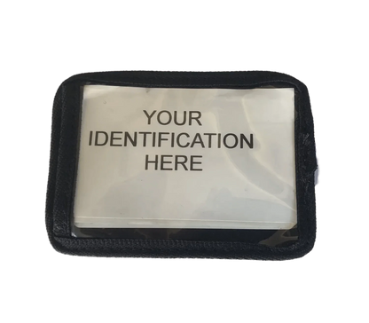 Velcro ID card holder with clear window, designed for easy attachment and access, by JustGoodKit.