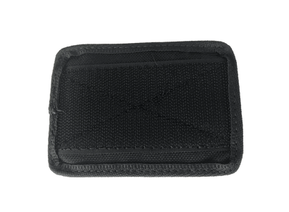 Velcro ID card holder with clear window and hook back, made for uniforms and gear.