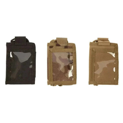 Black, coyote brown, and multicam ID Holder by Valhalla with front PVC window.