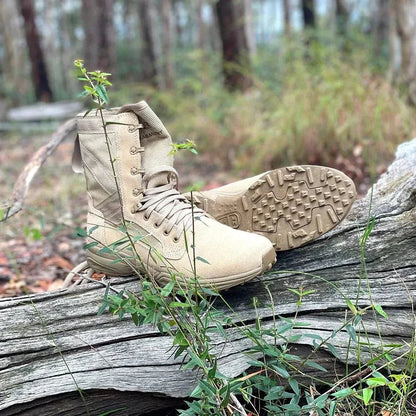 Men's NFS Tactical Boot on log in forest.