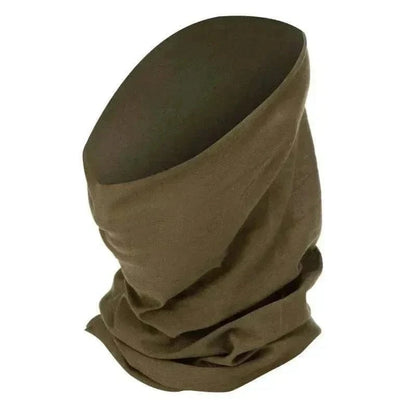 Face Wrap by Valhalla in Olive Drab, stretchable polyester fabric, seamless design.