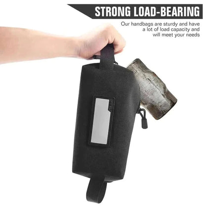 Compact Tactical Tool Bag with strong load-bearing design, featuring durable handle and ID patch area for outdoor use.