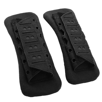 Laser-cut shoulder strap pads for comfort and durability in outdoor gear.