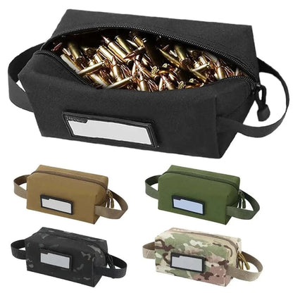 Compact Tactical Tool Bag in various colors, ideal for organizing gear outdoors with multiple compartments and secure closures.