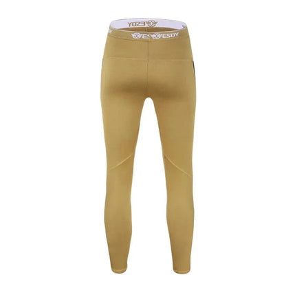 Thermal underwear for men, beige, lightweight, flexible, moisture-wicking.