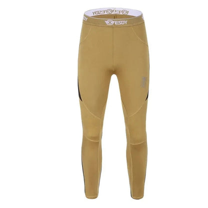 Thermal underwear for men in beige, designed for outdoor and military use, featuring moisture-wicking and lightweight flexibility.