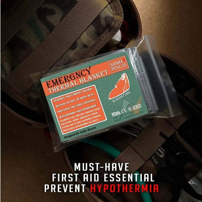 Emergency Thermal Blanket for Outdoor Adventures and Hypothermia Prevention in First Aid Kit