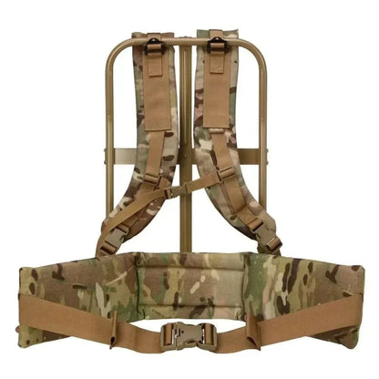 ALICE Pack Straps with ergonomic design, camouflage pattern, and rugged buckles for comfort and support.
