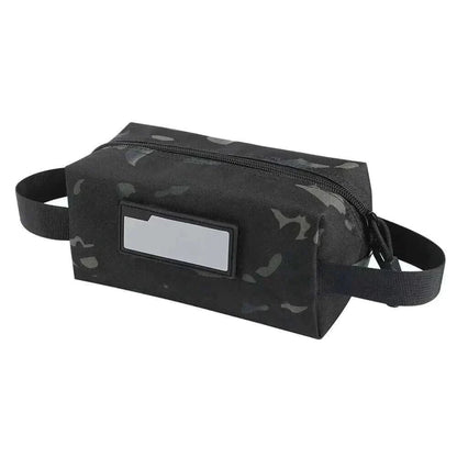 Compact tactical tool bag with multiple compartments, robust design, loop panel, and ID patch area for outdoor organization.