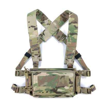 Camo X-Strap Chest Rig for tactical airsoft and outdoor activities.