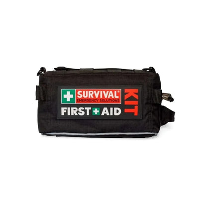 SURVIVAL Best Vehicle First Aid Kit with rugged black design and visible brand logo.