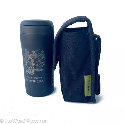 Modular Utility Pouch with coffee thermos, durable 1000D nylon, MOLLE compatible for outdoor adventure.