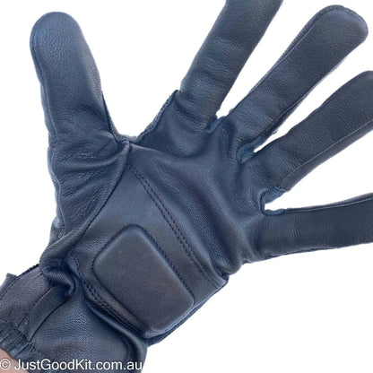 Tactical gloves with Kevlar and goatskin for protection and comfort.