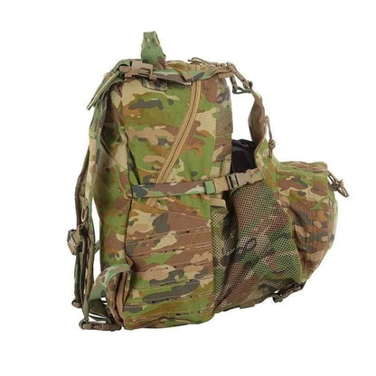 Valhalla Removable Operator Pack in camouflage, designed for tactical versatility with modular attachments and hydration pocket.
