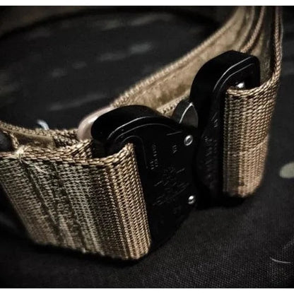 Valhalla ECS Tactical Battle Belt with Cobra Buckle and MOLLE system in Coyote color.