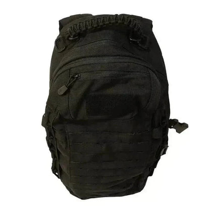 Tactical Everyday Carry Pack by Valhalla in black with zippered compartments and MOLLE system.