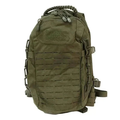 Tactical Everyday Carry Pack by Valhalla in olive green with MOLLE system and durable nylon material.