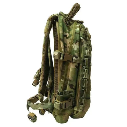 Tactical Everyday Carry Pack by Valhalla in Multicam with MOLLE system and padded straps.