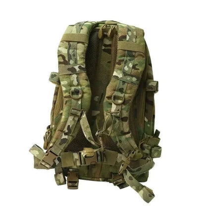Tactical Everyday Carry Pack by Valhalla in Multicam color, featuring durable 1000D Cordura nylon, laser-cut MOLLE/PALS system, and ergonomic straps.