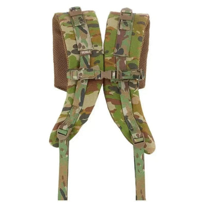Camouflage ALICE Pack Straps with foam padding and adjustable sternum strap for ultimate comfort and stability.