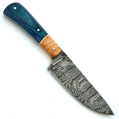 Damascus Steel Hunting Knife with Firestorm Pattern blade and camel bone handle.