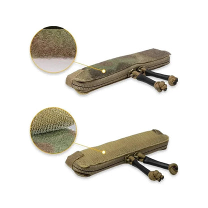 Tactical Double Zipper Storage Pouch in Coyote Brown, durable 500D nylon with YKK zippers, designed for vest attachment.