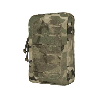 Tactical Utility Pouch in Multicam design made of high-quality nylon, ideal for adventure and versatile portability.