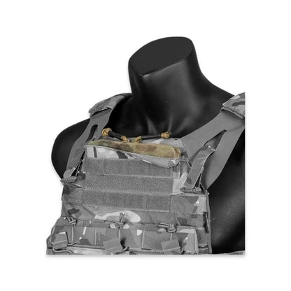 Tactical Double Zipper Storage Pouch on vest.