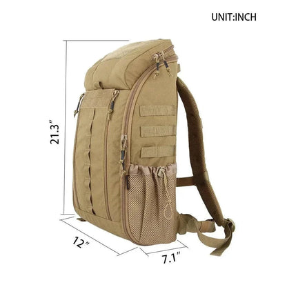 Tactical Multifunctional Backpack with multiple compartments, water-resistant CORDURA nylon, and ergonomic design.