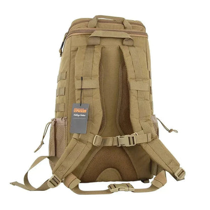Tactical multifunctional backpack with durable CORDURA nylon material, designed for easy access and organized storage.