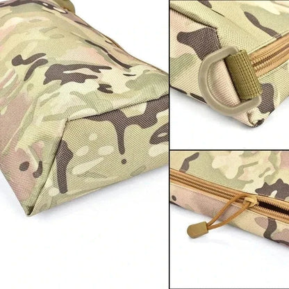Camouflage EDC Organiser with durable zippers and multiple compartments.